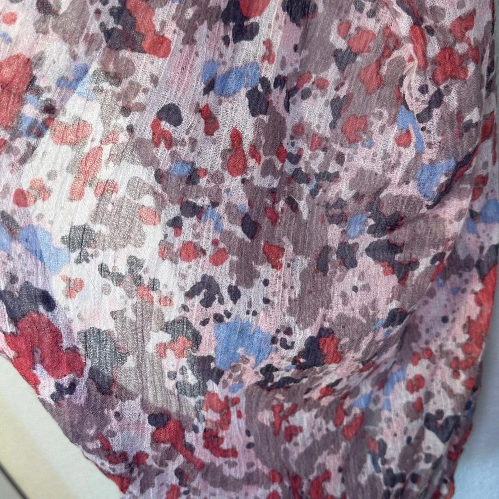 Floral Print Infinity Scarf Sheer Lightweight Blush Red Blue‎ Gray Women